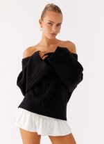 Federica Off Shoulder Knit - Black - 图片 6