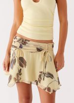 Fiore Asymmetrical Mini Skirt - Buttercream Bliss