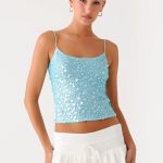French Exit Sequin Top - Blue