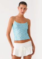 French Exit Sequin Top - Blue