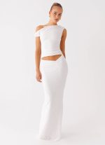 Galantis One Shoulder Maxi Dress - White