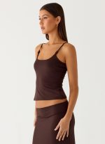 Garrix Bead Cami Top - Chocolate - 图片 3