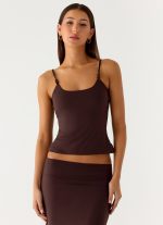 Garrix Bead Cami Top - Chocolate - 图片 5