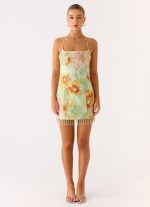 Gatiana Beaded Sequin Mini Dress - Green Floral Beaded - 图片 7