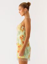 Gatiana Beaded Sequin Mini Dress - Green Floral Beaded - 图片 4