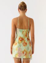 Gatiana Beaded Sequin Mini Dress - Green Floral Beaded - 图片 5