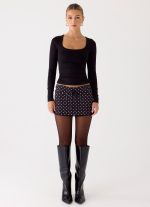 Get No Sleep Mini Skort - Black Polkadot - 图片 9