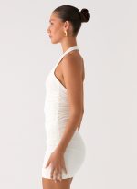 Gloves Up Halter Mini Dress - White - 图片 3