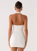 Gloves Up Halter Mini Dress - White - 图片 4
