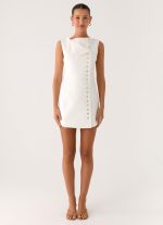 Golden Touch Cotton Mini Dress - White - 图片 2