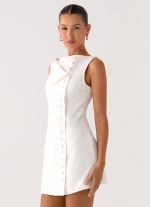 Golden Touch Cotton Mini Dress - White - 图片 3