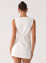 Golden Touch Cotton Mini Dress - White - 图片 4