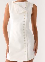 Golden Touch Cotton Mini Dress - White - 图片 6