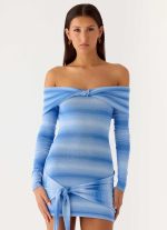 Gomez Bardot Knit Mini Dress - Cerulean - 图片 4