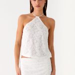 Griff Backless Jacquard Top - White