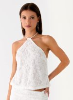 Griff Backless Jacquard Top - White - 图片 5