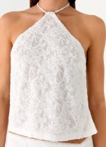 Griff Backless Jacquard Top - White - 图片 6