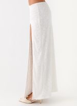 Griff Low Rise Jacquard Maxi Skirt - White - 图片 3
