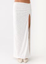 Griff Low Rise Jacquard Maxi Skirt - White - 图片 2