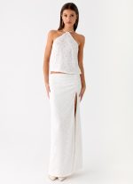 Griff Low Rise Jacquard Maxi Skirt - White - 图片 6