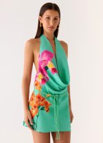 Halia Cowl Mini Dress - Jungle Bloom