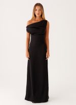 Heart Of Glass Satin Maxi Dress - Black - 图片 2