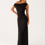 Heart Of Glass Satin Maxi Dress - Black