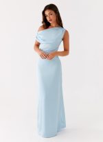 Heart Of Glass Satin Maxi Dress - Blue - 图片 5