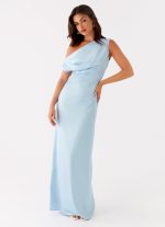 Heart Of Glass Satin Maxi Dress - Blue - 图片 6
