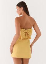 Honey Bow Mini Dress - Yellow
