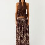 Hot Like Me Maxi Skirt - Espresso Meadow