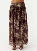 Hot Like Me Maxi Skirt - Espresso Meadow - 图片 4