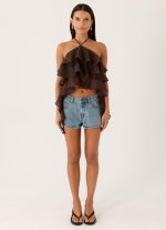 Inna Frill Halter Top - Chocolate - 图片 4