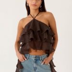 Inna Frill Halter Top - Chocolate
