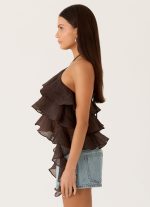 Inna Frill Halter Top - Chocolate - 图片 2