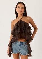 Inna Frill Halter Top - Chocolate - 图片 6