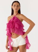 Inna Frill Halter Top - Fuchsia