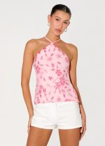Janelle Beaded Halter Top - Pink - 图片 6