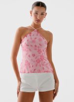 Janelle Beaded Halter Top - Pink - 图片 7
