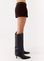 Jeremy Faux Suede Shorts - Chocolate - 图片 5