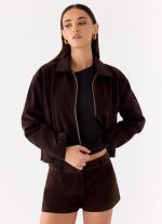 Jeremy Faux Suede Shorts - Chocolate - 图片 8