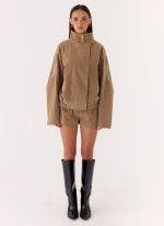 Jeremy Faux Suede Shorts - Taupe - 图片 8