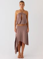 Jisoo Asymmetric Midi Skirt - Desert Taupe