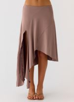 Jisoo Asymmetric Midi Skirt - Desert Taupe - 图片 2