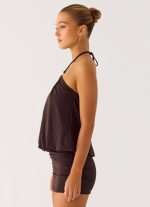 Jisoo Halter Mini Dress - Cool Chocolate - 图片 2