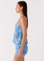 Jisoo Halter Mini Dress - Aqua Paisley - 图片 2