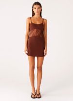 Jordanna Lace Mini Dress - Chocolate - 图片 4