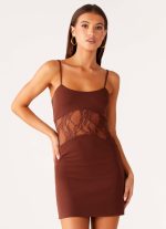 Jordanna Lace Mini Dress - Chocolate - 图片 5