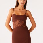 Jordanna Lace Mini Dress - Chocolate