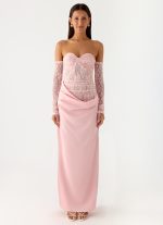Kaina Off Shoulder Maxi Dress - Pink